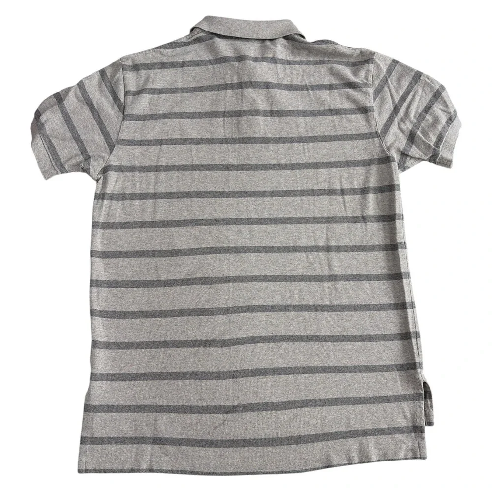 Polo Ralph Lauren Men's Large Gray Striped Polo Shirt Cotton Classic Preppy